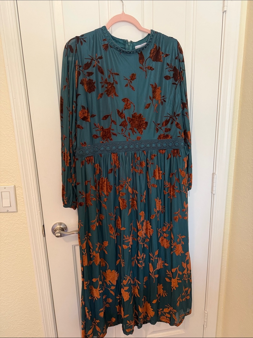 Baltic Born Teal and Rust Floral Midi Dress